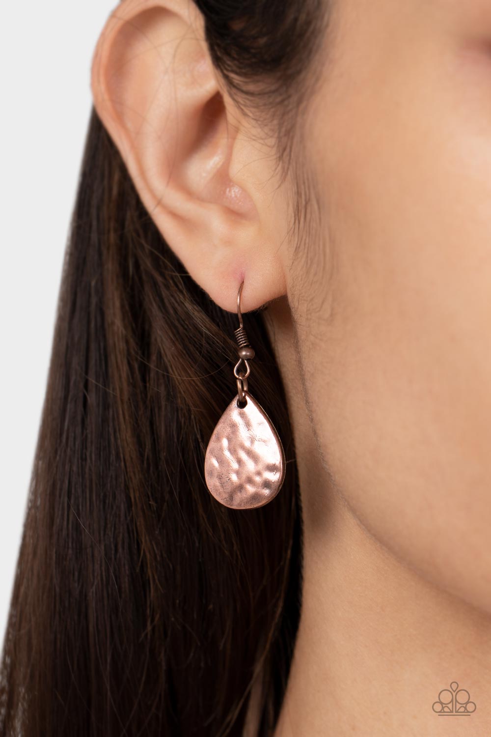 Totem Trek - Copper Hammered Frames/Copper Disc Pendant Paparazzi Necklace & matching earrings