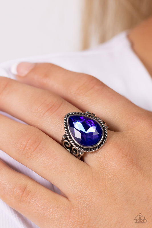 Supernatural Sparkle - Purple UV Oversized Teardrop Gem Paparazzi Ring