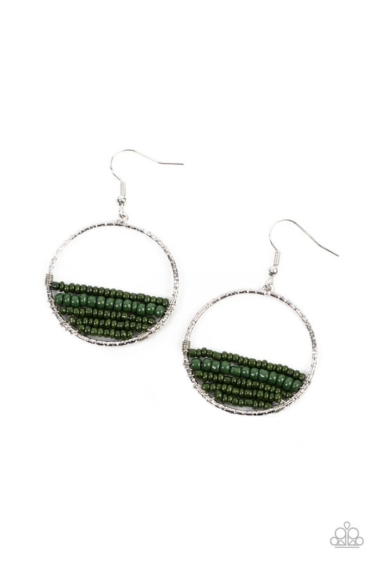 Head-Over-Horizons - Green Seed Bead Paparazzi Earrings