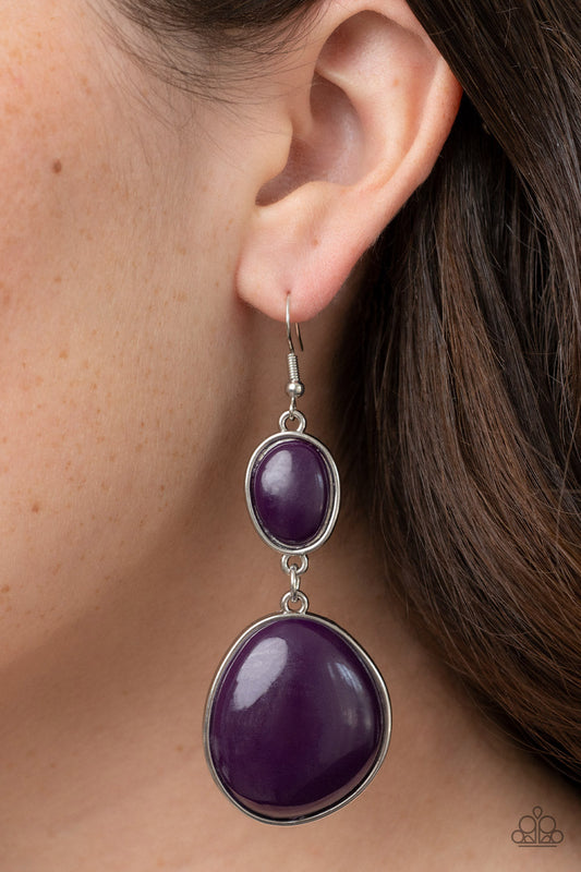 Soulful Samba - Purple Asymmetrical Oval Beaded Paparazzi Earrings