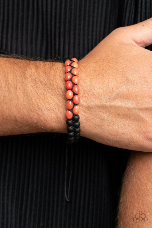 Just Play Cool - Orange & Black Stone Beaded Paparazzi Urban Bracelet