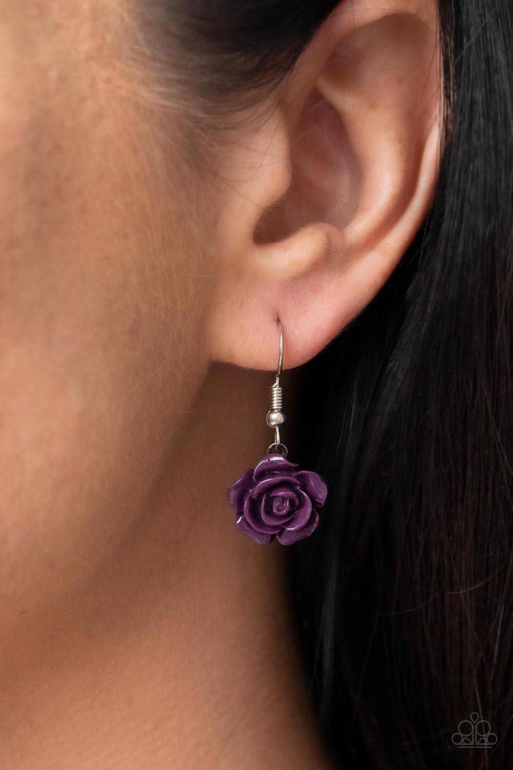 PRIMROSE and Pretty - Purple Floral Frame Paparazzi Necklace & matching earrings