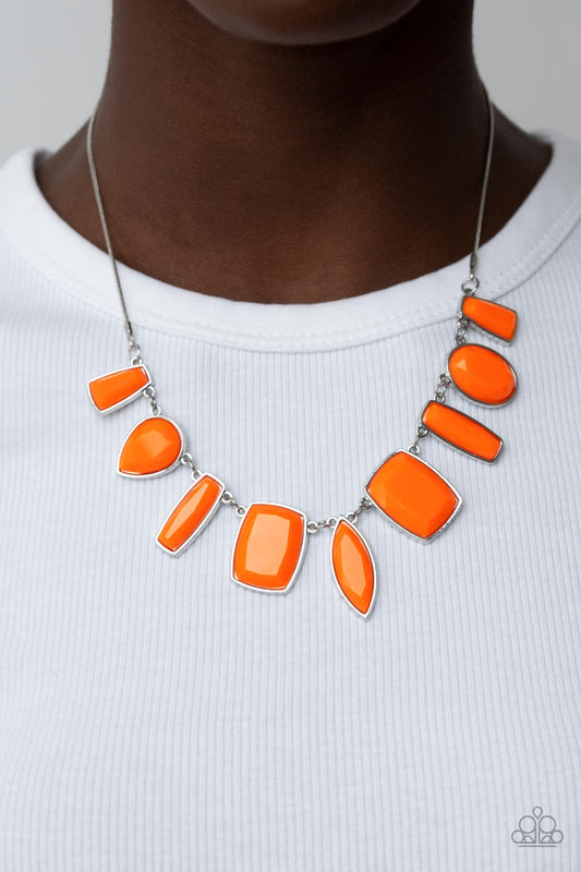 Luscious Luxe - Orange Faceted Bead Paparazzi Necklace & matching earrings