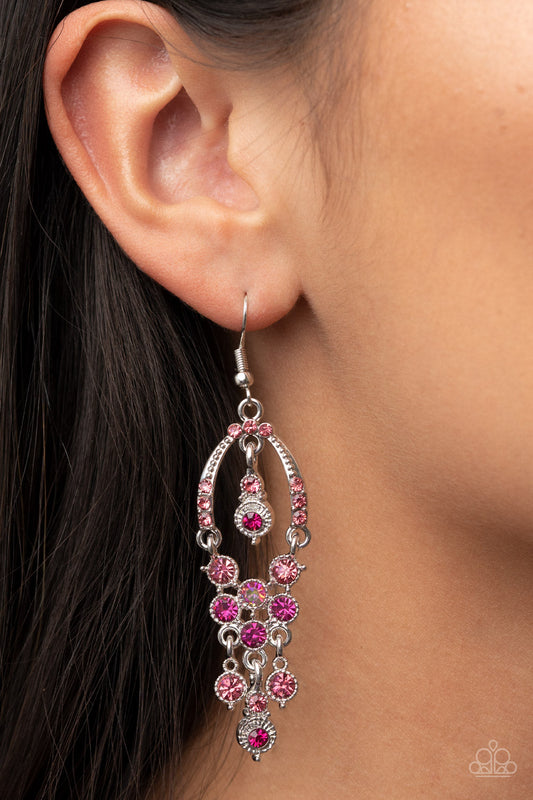 Sophisticated Starlet - Pink, Fuchsia, & Iridescent Rhinestone Paparazzi Earrings