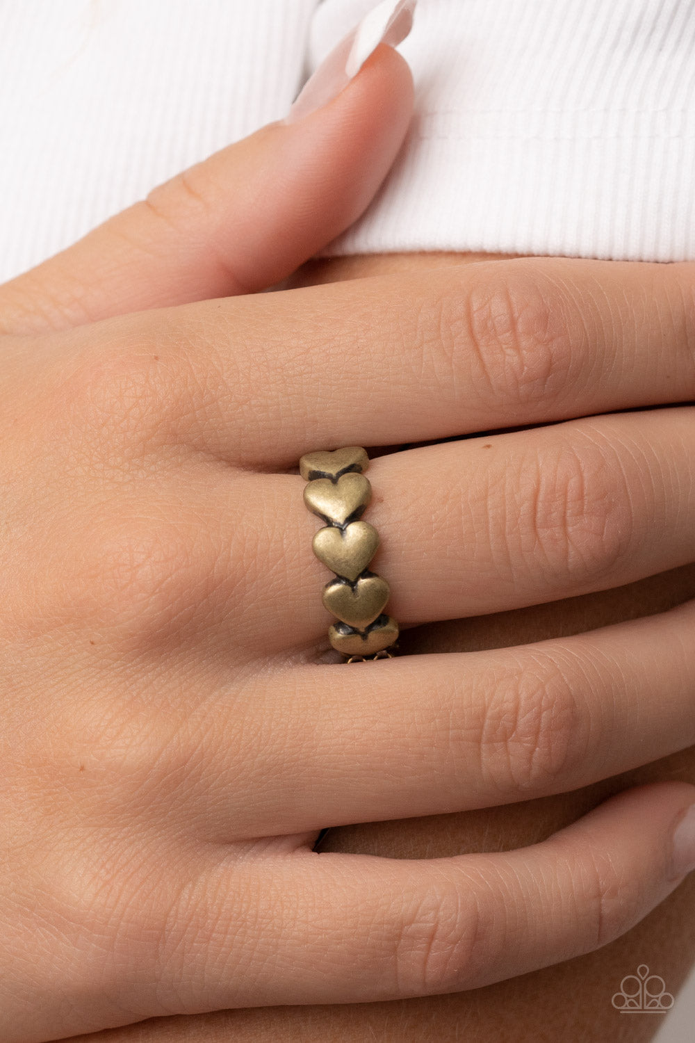 Rhythm of Love - Brass Heart Paparazzi Ring