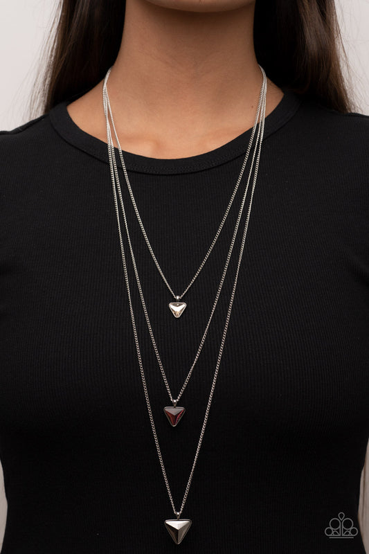 Follow the LUSTER - Multi Oil Spill, White, & Hematite Triangular Gem Paparazzi Necklace & matching earrings