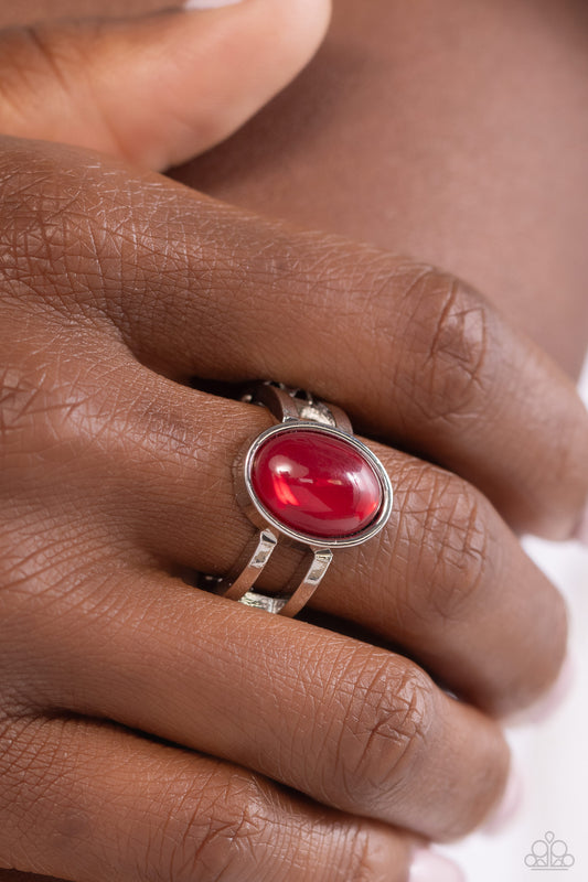Opal Pools - Red Opalescent Beaded Paparazzi Ring