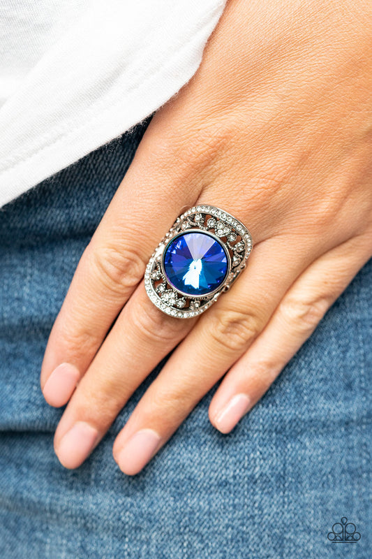 Galactic Garden - Blue Iridescent Oversized Gem Paparazzi Ring