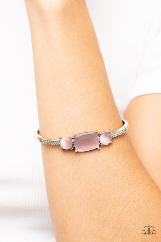 Tranquil Treasure - Pink Rectangular Cat's Eye Stone Paparazzi Cuff Bracelet