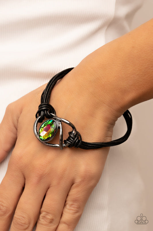 Keep Your Distance - Multi Oversized Oil Spill Gem Paparazzi Magnetic Bracelet