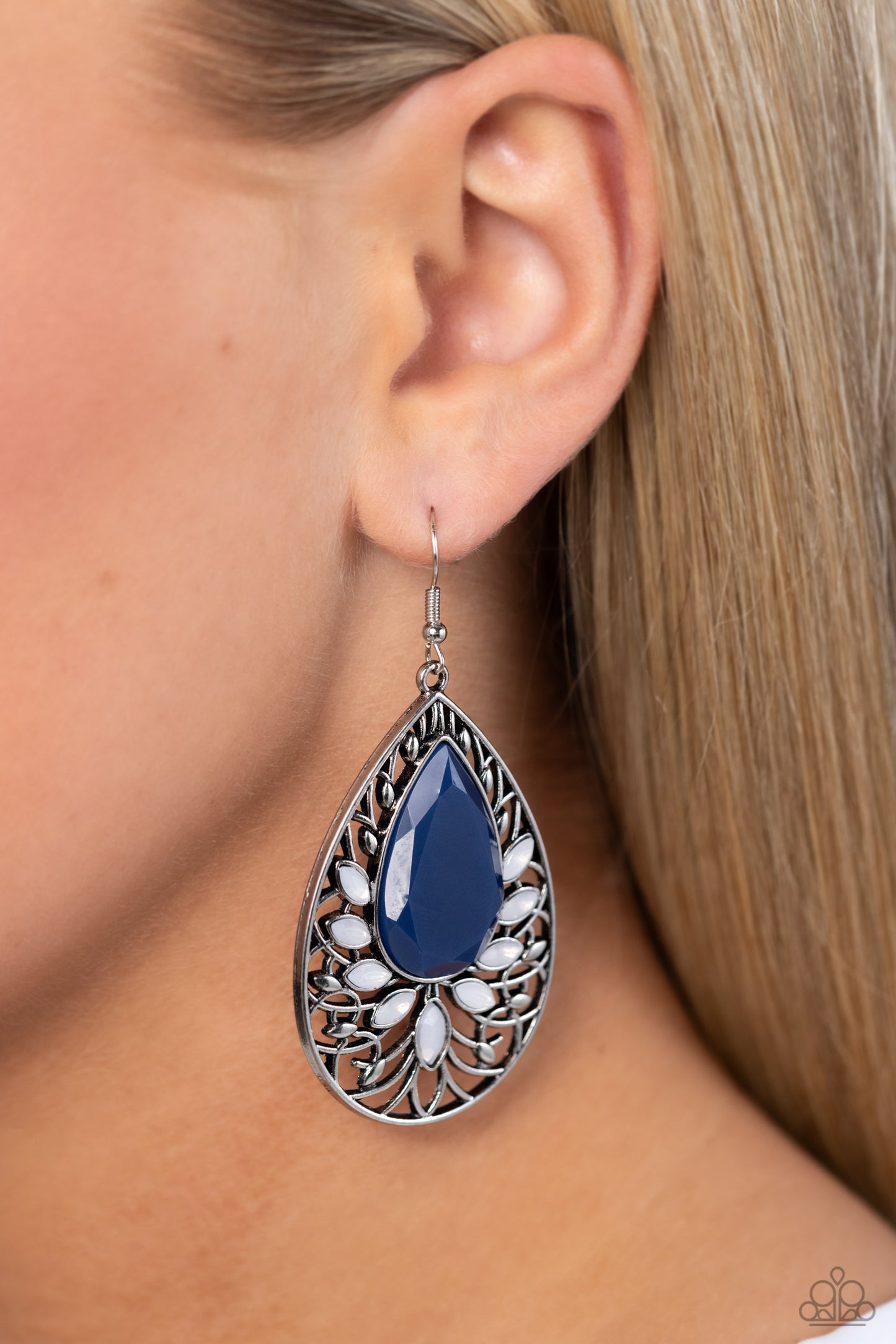 Floral Fairytale - Blue & Opalescent Beaded Paparazzi Earrings