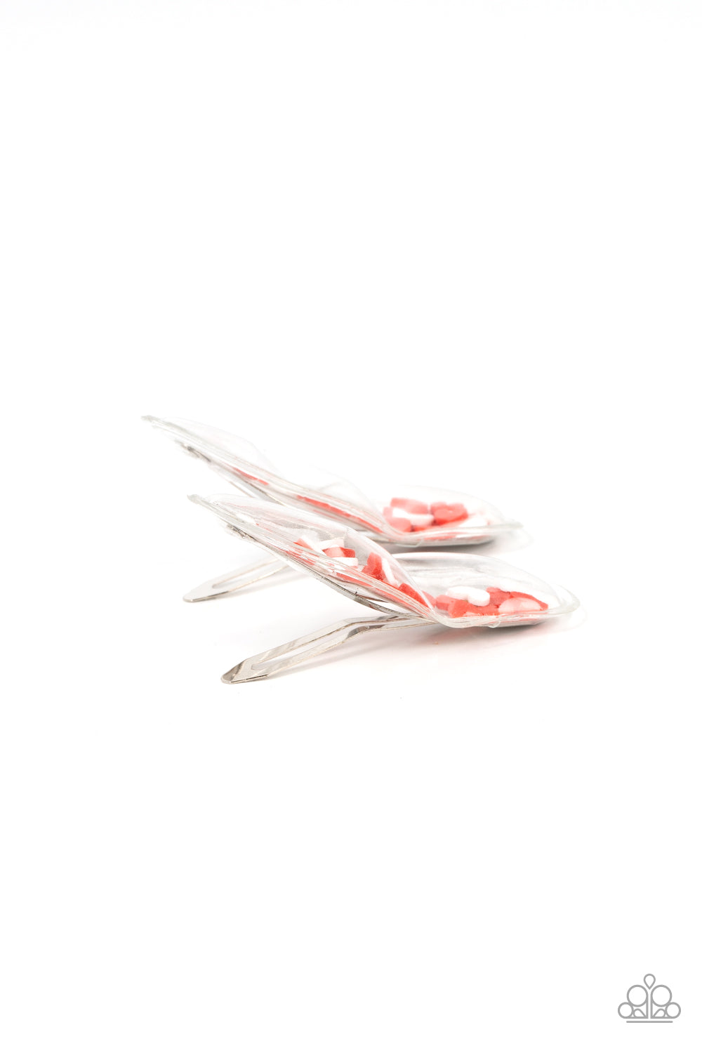 What a Sweetheart - Red & White Heart Confetti Paparazzi Hair Clips