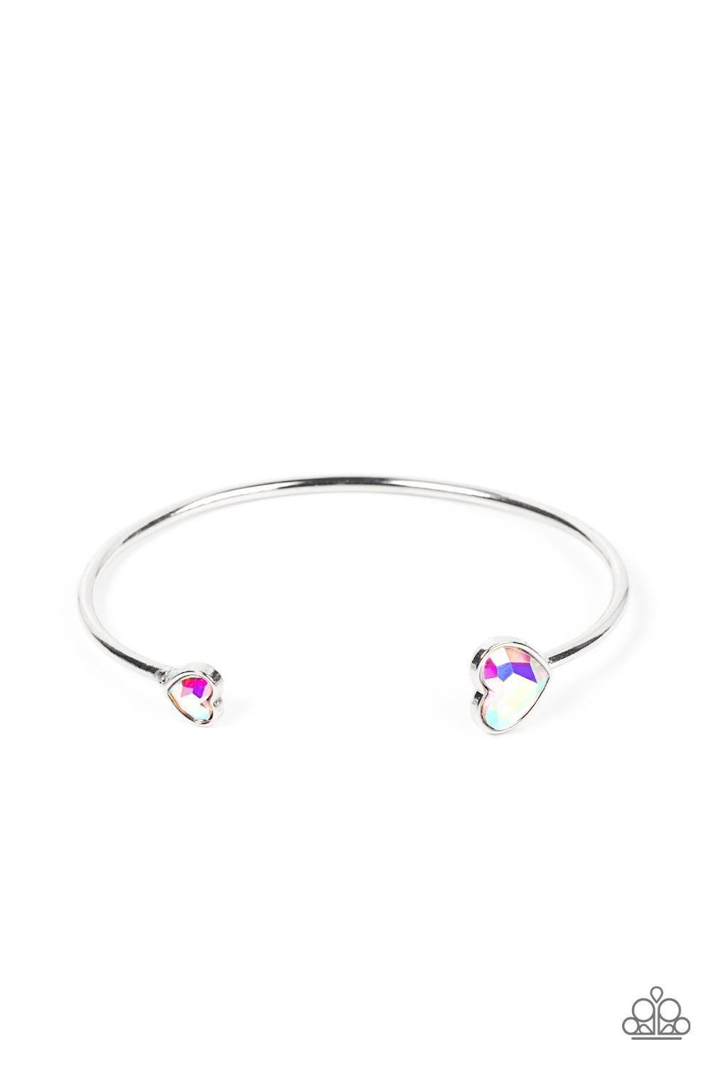 Unrequited Love - Multi Iridescent Rhinestone Heart Paparazzi Cuff Bracelet