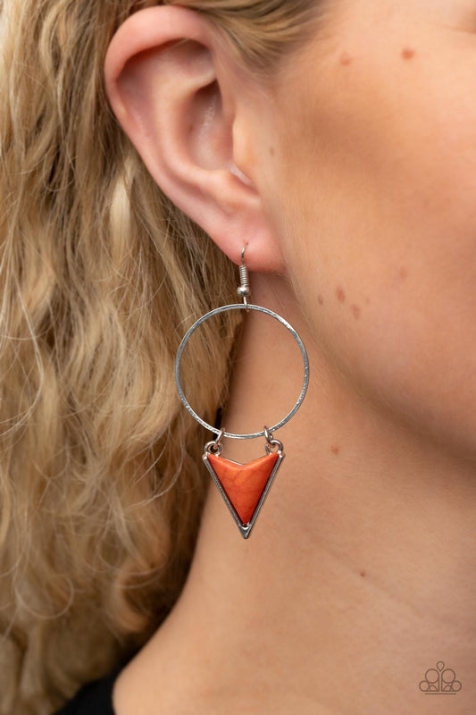Sahara Shark - Orange Triangular Stone Paparazzi Earrings