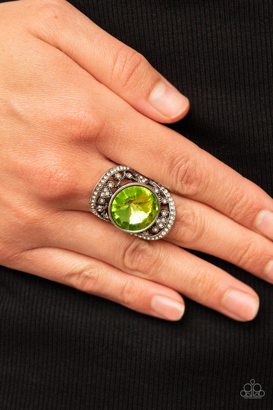 Galactic Garden - Green Iridescent Oversized Gem Paparazzi Ring