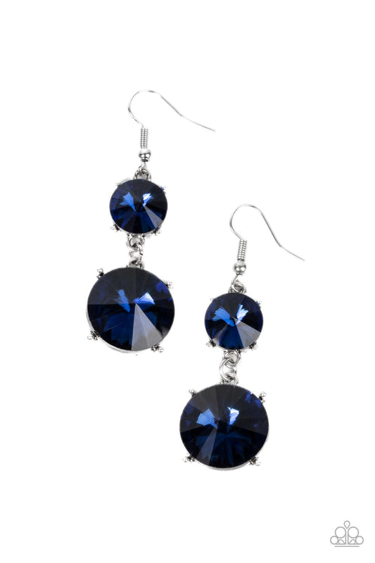 Sizzling Showcase - Blue Oversized Rhinestone Paparazzi Earrings