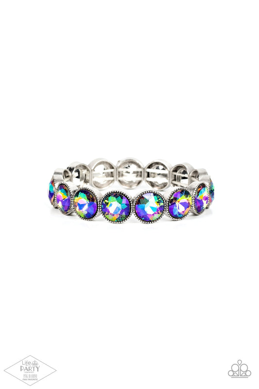 Number One Knockout - Multi Oil-Spill Iridescent Gem Paparazzi Stretch Bracelet