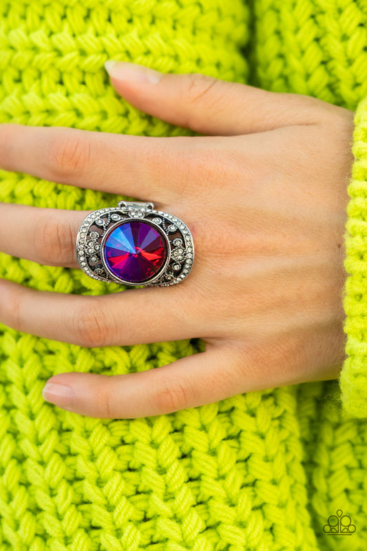 Galactic Garden - Pink Oversized Opalescent Gem Paparazzi Ring