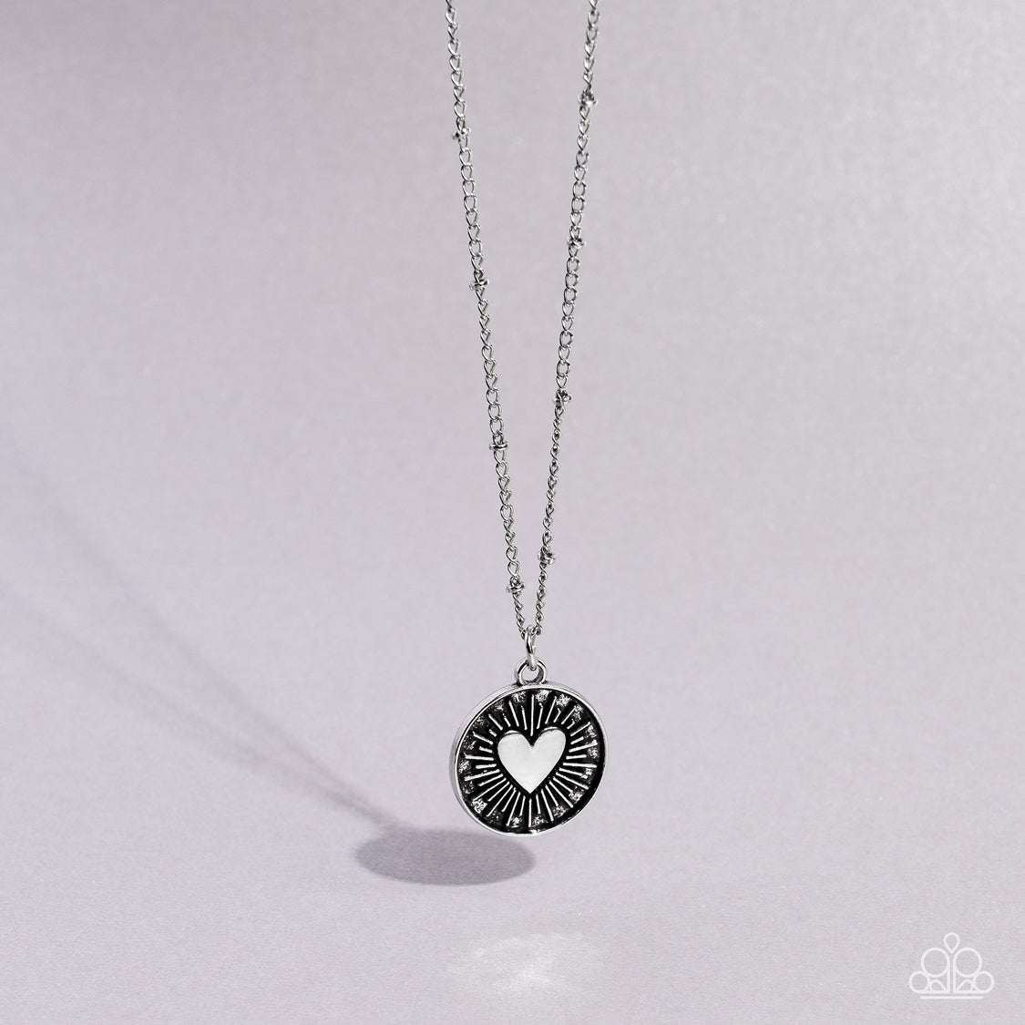 Lovestruck Shimmer - Silver Heart Pendant Paparazzi Necklace & matching earrings
