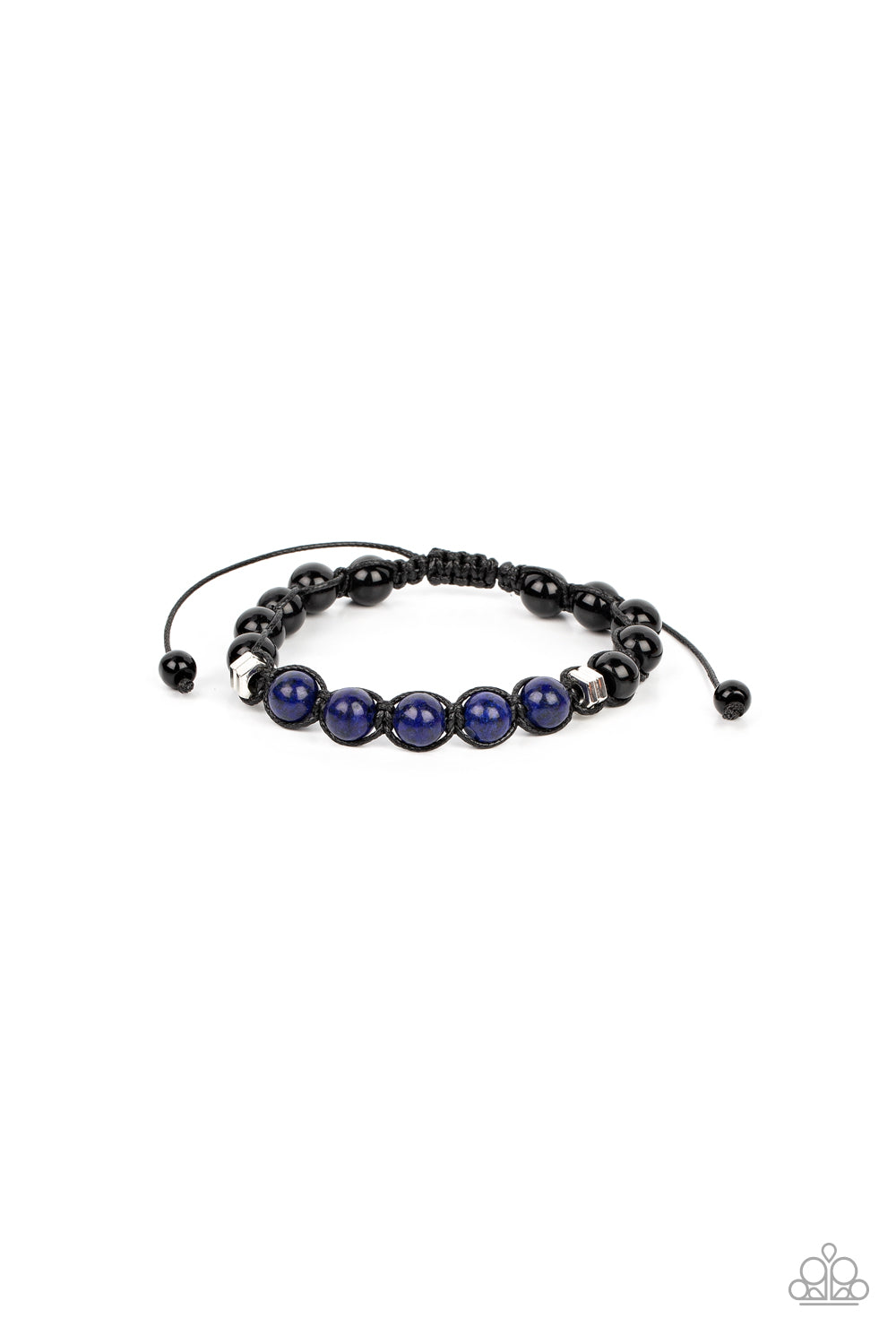 Vista Vision - Blue Stone Beads/Silver Hexagonal Accents/Black Bead Paparazzi Urban Bracelet
