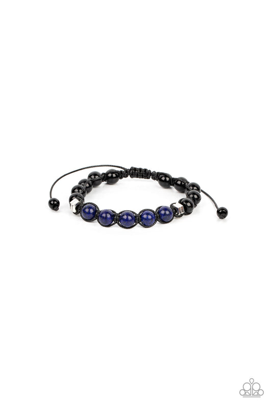Vista Vision - Blue Stone Beads/Silver Hexagonal Accents/Black Bead Paparazzi Urban Bracelet