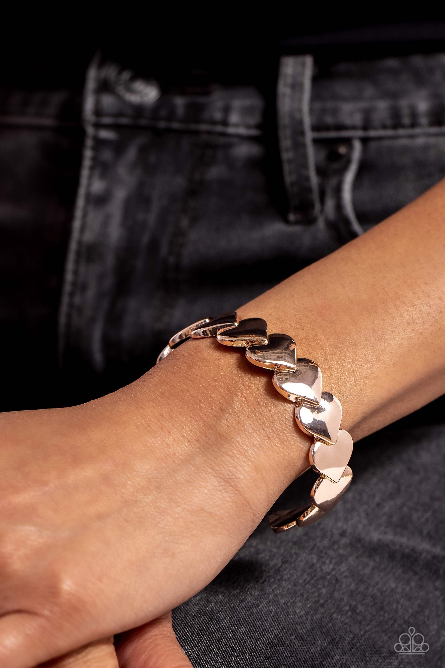 Hearts Galore - Rose Gold Overlapping Hearts Paparazzi Cuff Bracelet