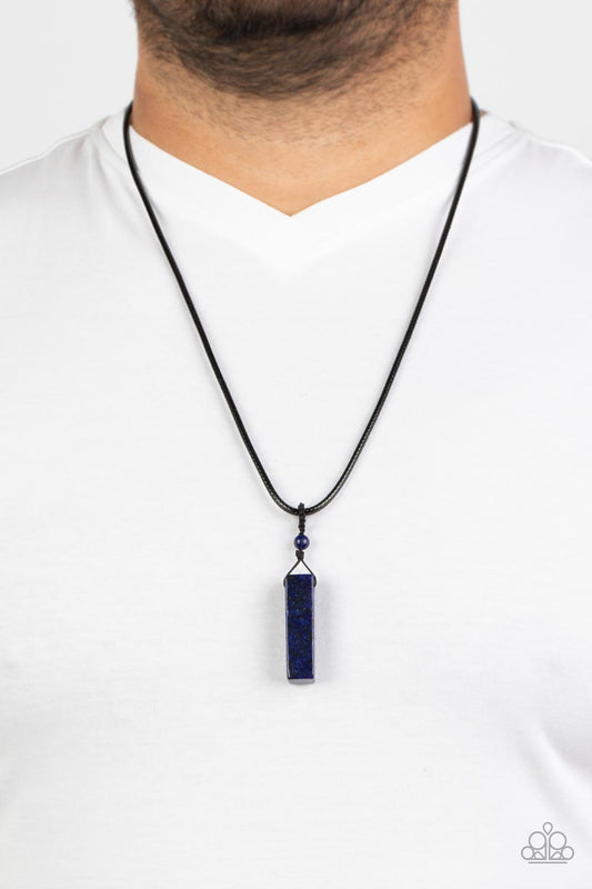 Comes Back ZEN-fold - Blue Lapis Lazuli Stone Pendulum Paparazzi Urban Necklace