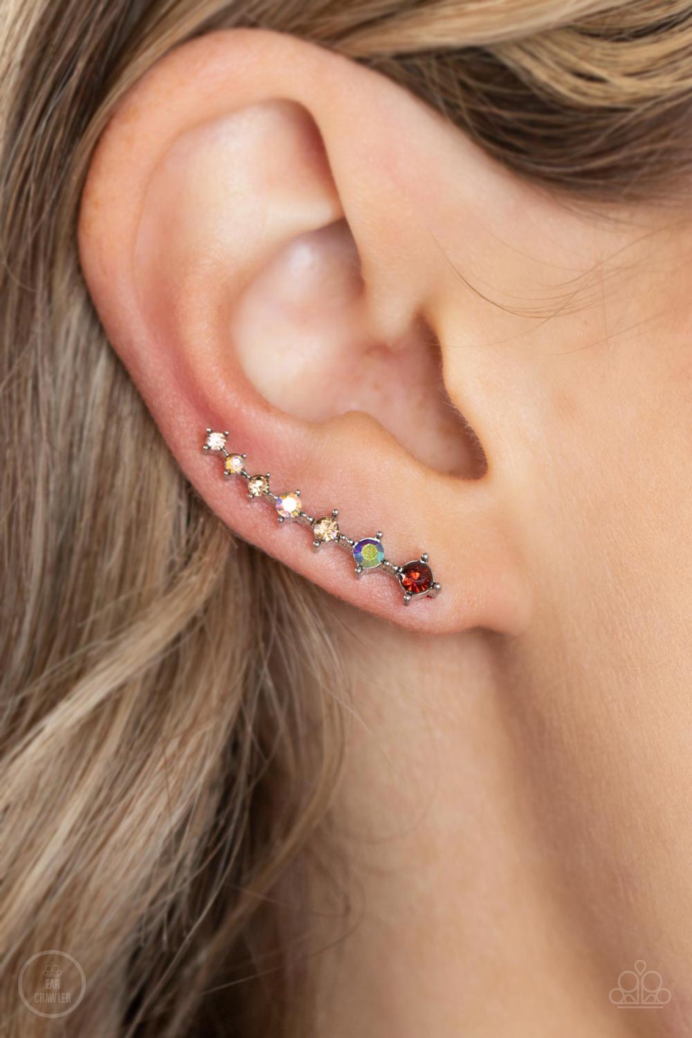STARLIGHT Show - Brown/Topaz Iridescent Rhinestone Paparazzi Ear Crawler