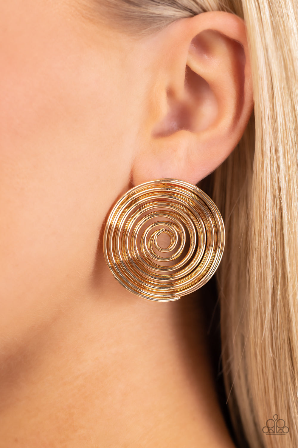COIL Over - Gold Coiled Spiral Paparazzi Post Earrings