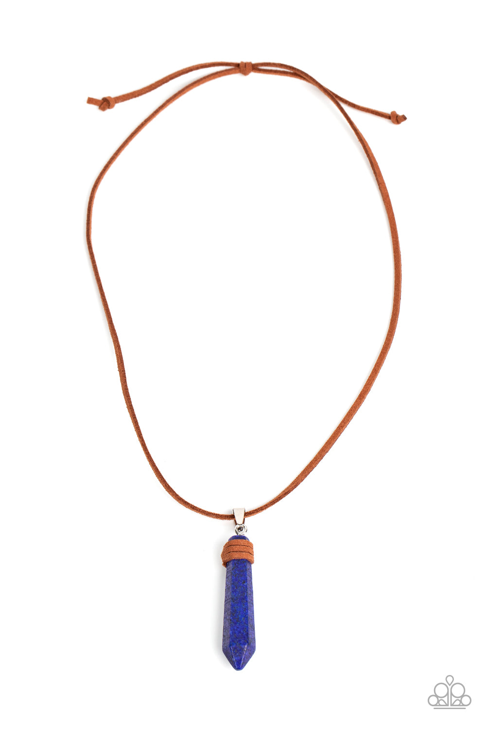 Holistic Harmony - Blue Oversized Stone & Brown Suede Paparazzi Urban Necklace