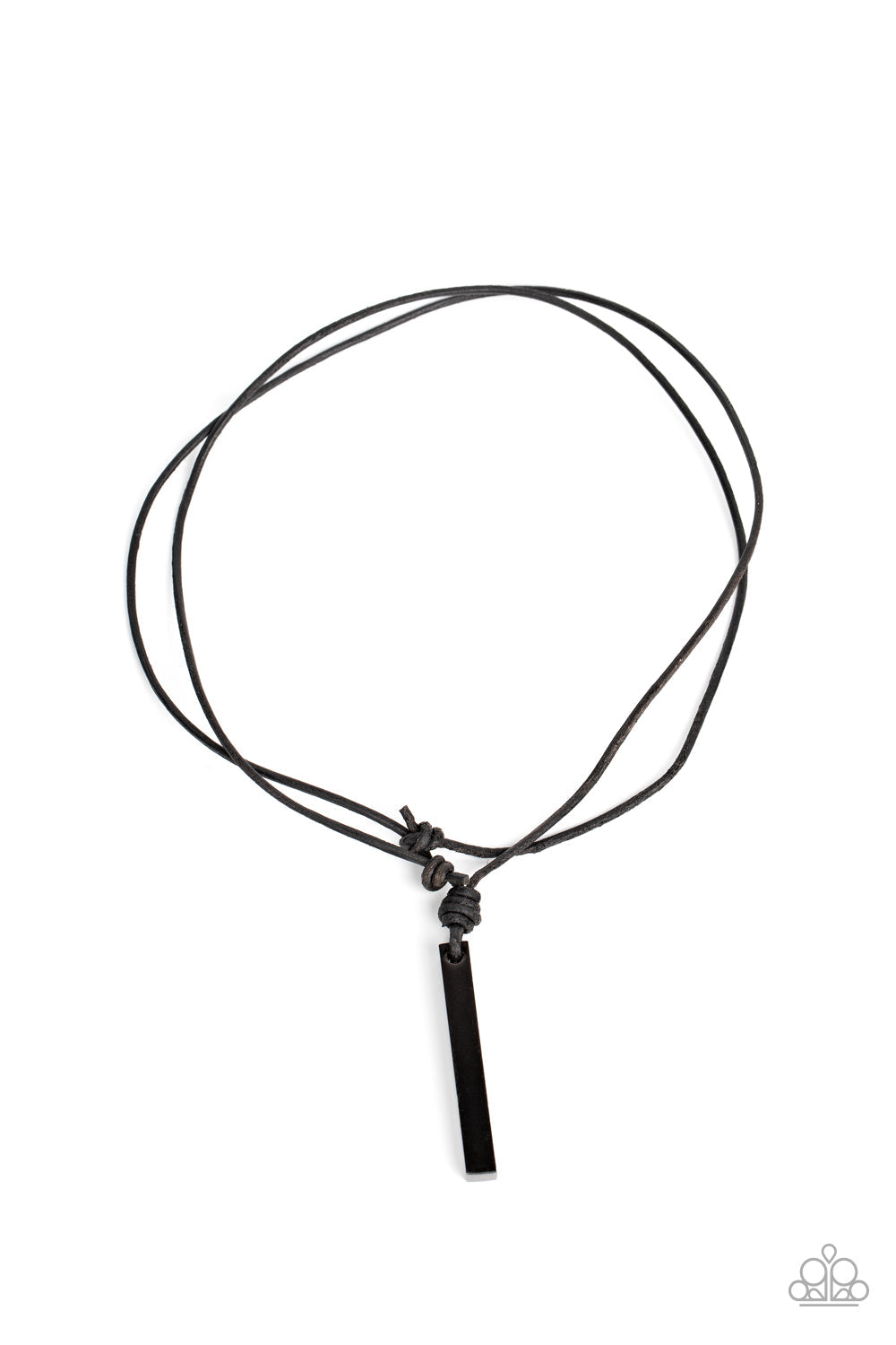 Mechanical Maintenance - Gunmetal Rectangular Pendant & Black Suede Cord Paparazzi Urban Necklace