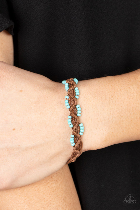 Cast a Wide Net - Blue Seed Beads/Brown Twisted Cording Paparazzi Urban Bracelet