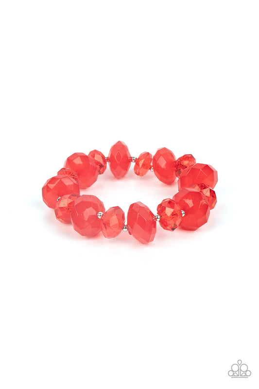 Keep GLOWING Forward - Red Beaded Paparazzi Stretch Bracelet