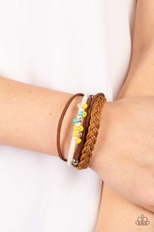 Summer Spectacle - Multi Seed Beads/Silver Beads/Suede/Cording/Braided Bands Paparazzi Urban Bracelet