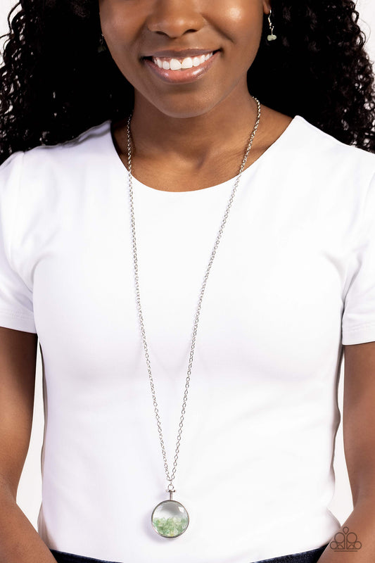 Geo Mine - Green Jade Stone Shaker Pendant Paparazzi Necklace & matching earrings