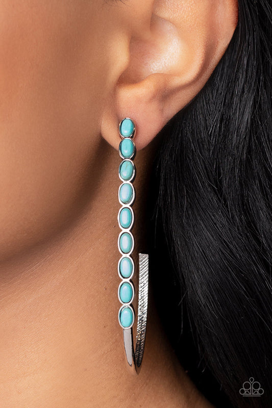 Artisan Soul - Blue/Turquoise Oval Stones & Oversized J-Shaped Hoop Paparazzi Earrings