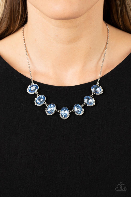 Unleash Your Sparkle - Blue Lake Oval Gems/White Rhinestone Paparazzi Necklace & matching earrings