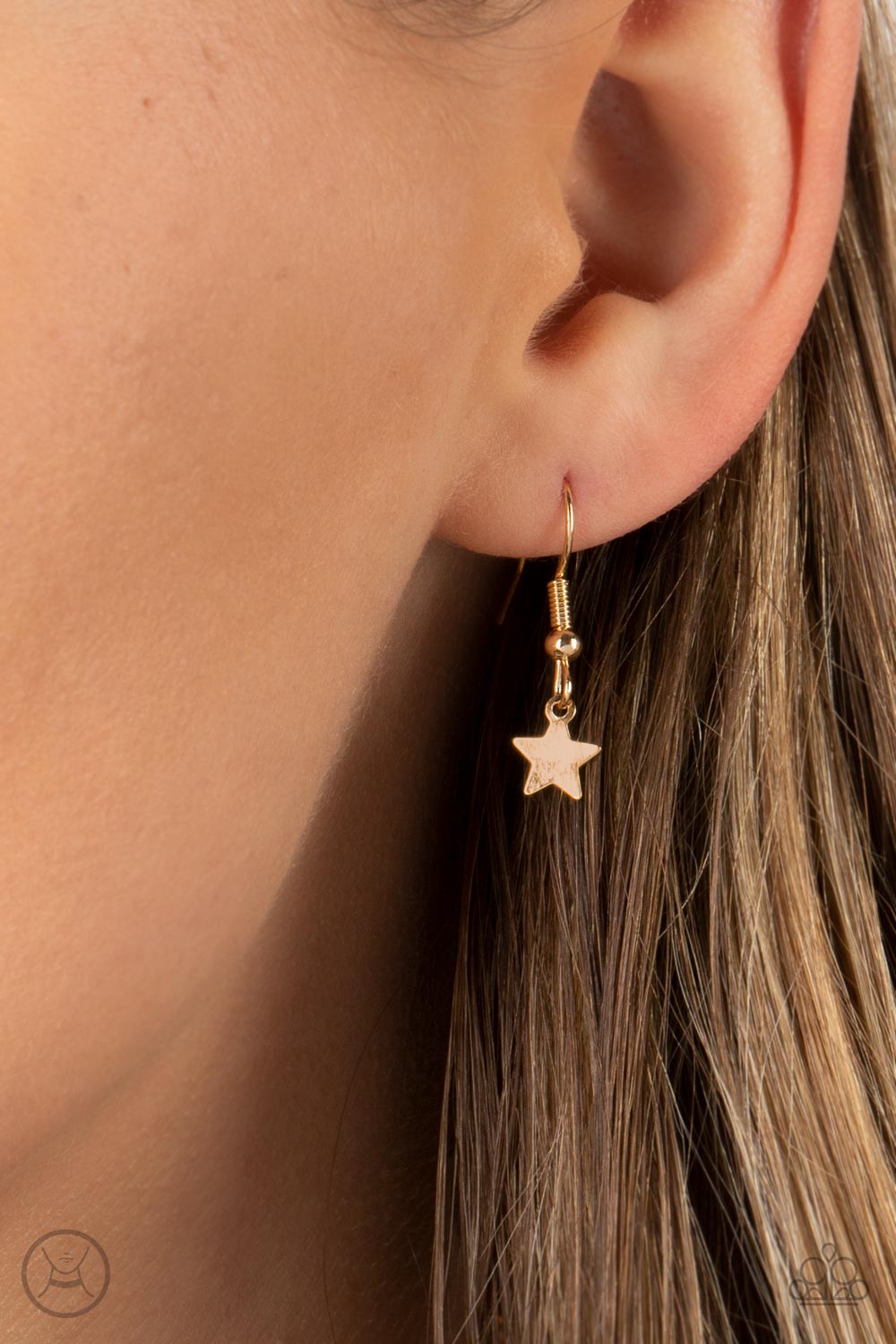 Little Lady Liberty - Gold Stars & White Rhinestone Paparazzi CHOKER Necklace & matching earrings