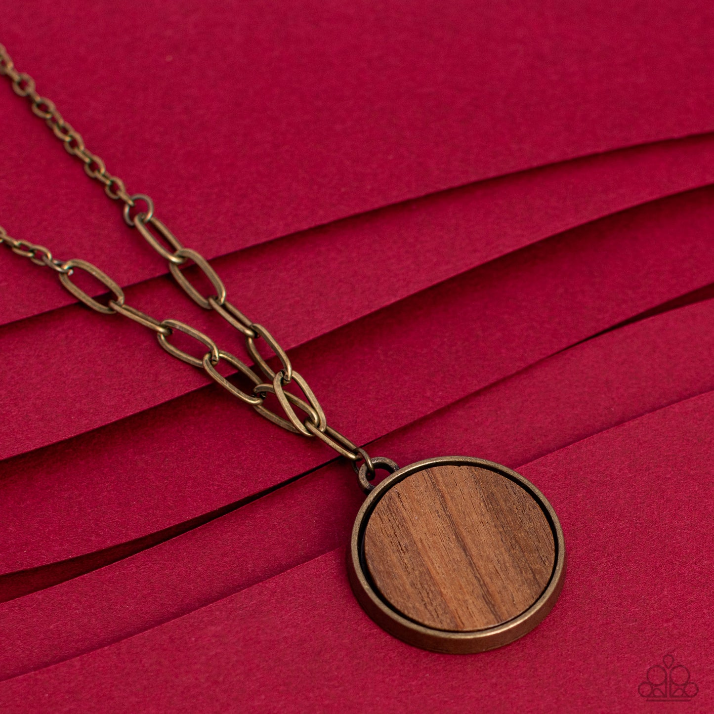 WOODnt Dream of It - Brass Fitting/Wooden Disc Pendant Paparazzi Necklace & matching earrings