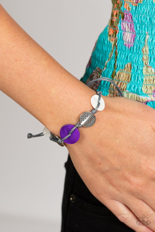 Shore Up - Purple & White Shells/Gray Cording Paparazzi Urban Bracelet