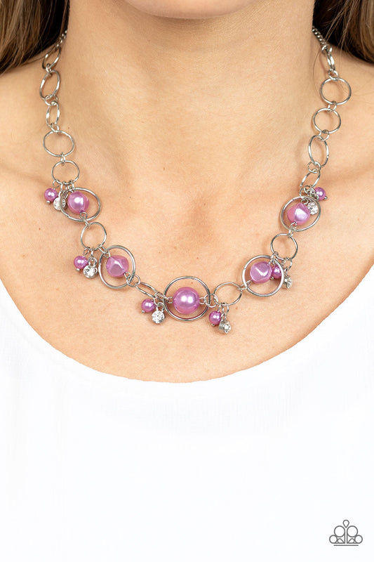 Think of the POSH-ibilities! - Purple Pearls & Silver Ring Paparazzi Necklace & matching earrings