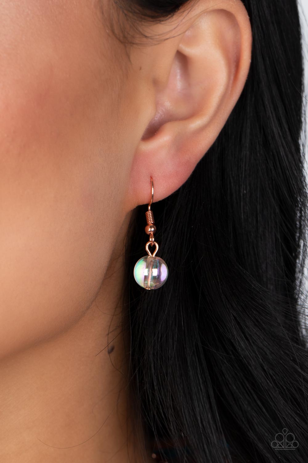 Prismatic Magic - Copper Chain/Iridescent Bubbly Beaded Paparazzi Necklace & matching earrings