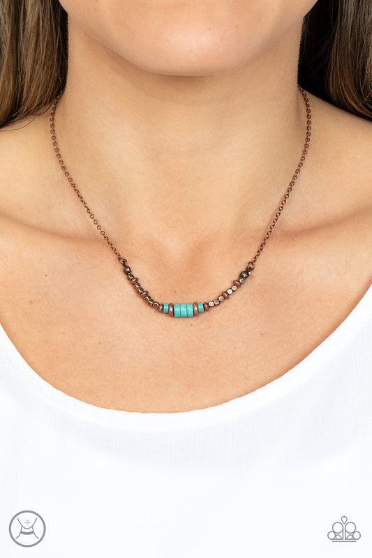 Retro Rejuvenation - Copper & Turquoise Beaded Paparazzi Choker Necklace & matching earrings