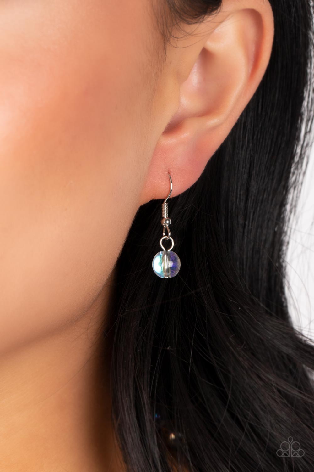 Interstellar Illusions - Multi Iridescent & Orange Beaded Paparazzi Necklace & matching earrings