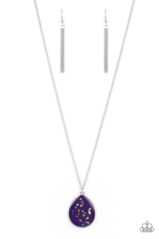Shimmering Seafloors - Purple Shell-Like Iridescent Pendant Paparazzi Necklace & matching earrings
