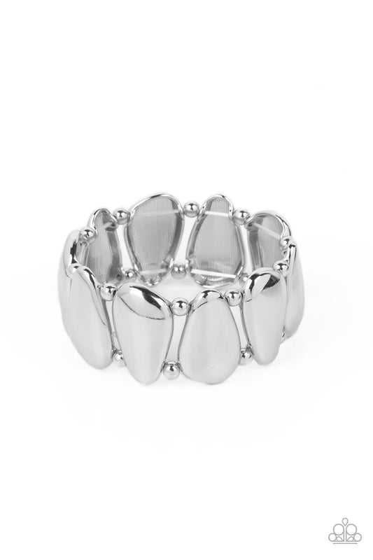 Classy Cave - Silver Pear-Shaped Plate Paparazzi Stretch Bracelet