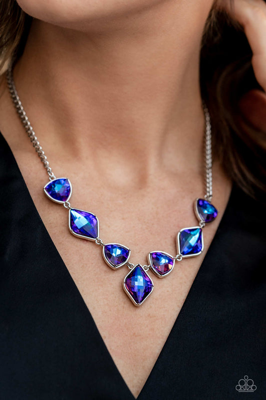 Glittering Geometrics - Purple UV Shimmer Gem Paparazzi Necklace & matching earrings