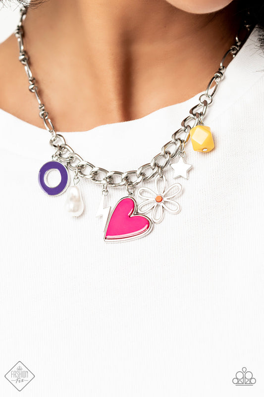 Living in CHARM-ony - Multi Colored Charm Paparazzi Necklace & matching earrings