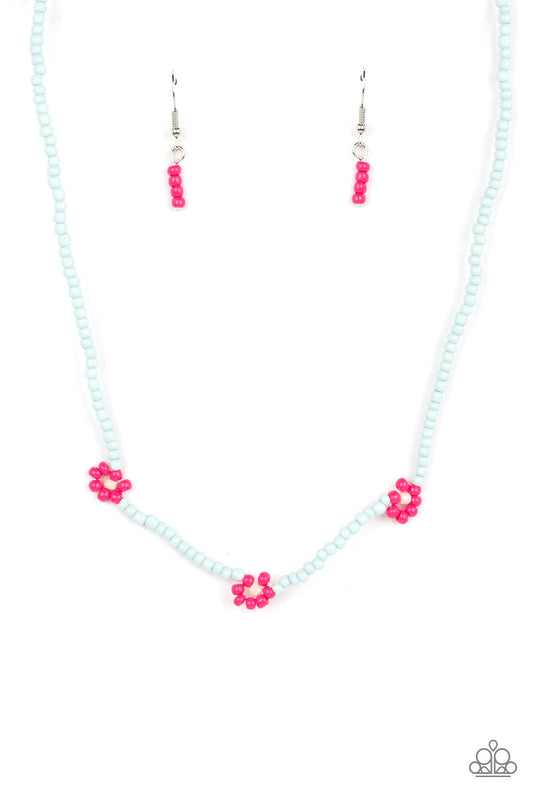 Bewitching Beading - Pink Seed Bead Flowers Paparazzi Necklace & matching earrings