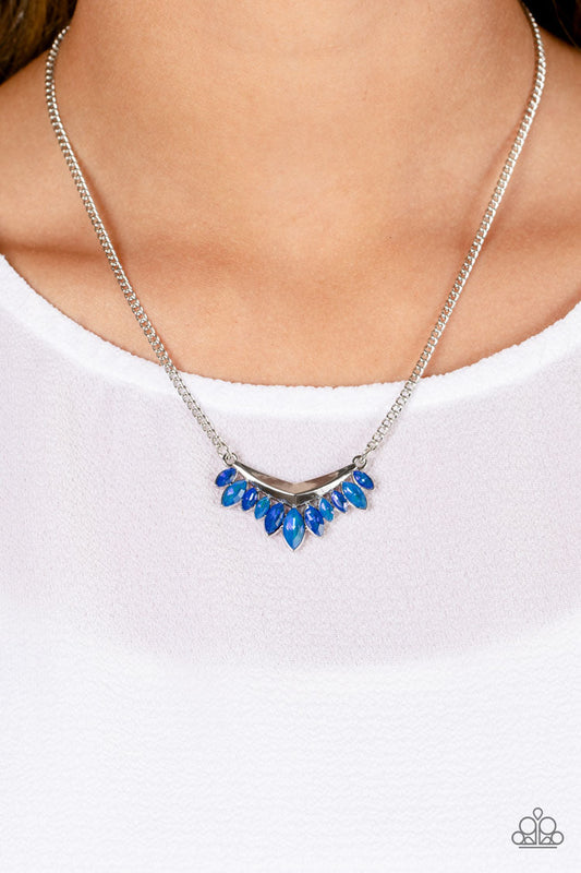 Flash of Fringe - Blue Marquise-Cut Gem Fringe Paparazzi Necklace & matching earrings